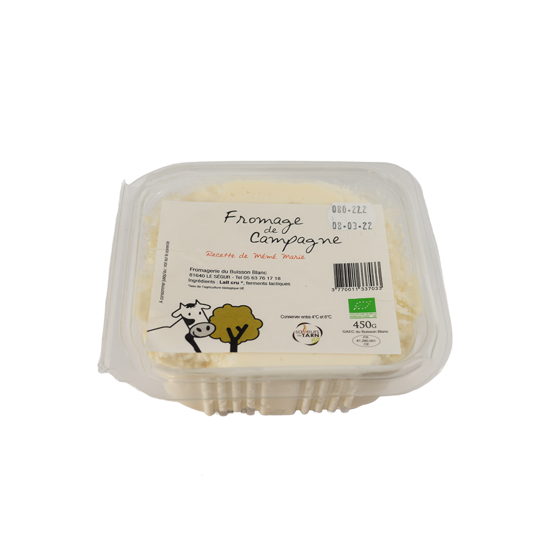 Fromage blanc de campagne au torchon (certifié AB) - Un Gout d'ici