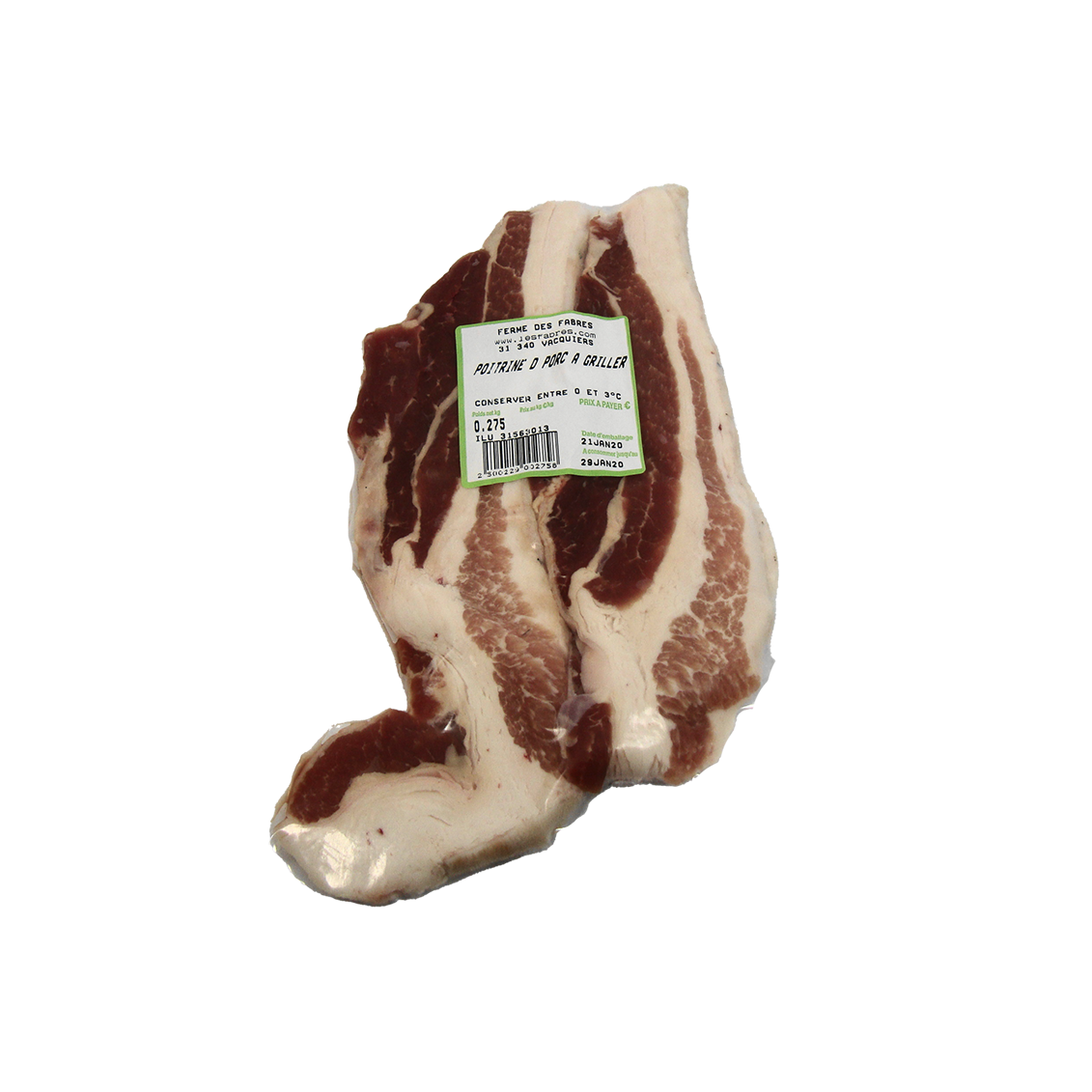 Porc noir - Poitrine Tranchée - Un Gout d'ici